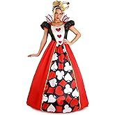 Wonderland Queen of Hearts Costume Dress for Women - Includes Dress & Crown - Wonderland Cosplay Outfit