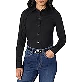 Amazon Essentials Women's Slim-Fit Stretch Poplin Button-Up Dress Shirt