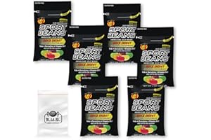 R.U.S. CANDY Jelly Belly Sport Beans - Energizing Jelly Beans - Assorted Flavors, 6 Pack- includes RUS Candy Company Travel Size Pocket Bag (Assorted Flavors)