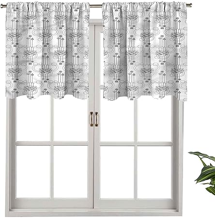Hiiiman Cenefa de cortina opaca con bolsillo para barra, patrón