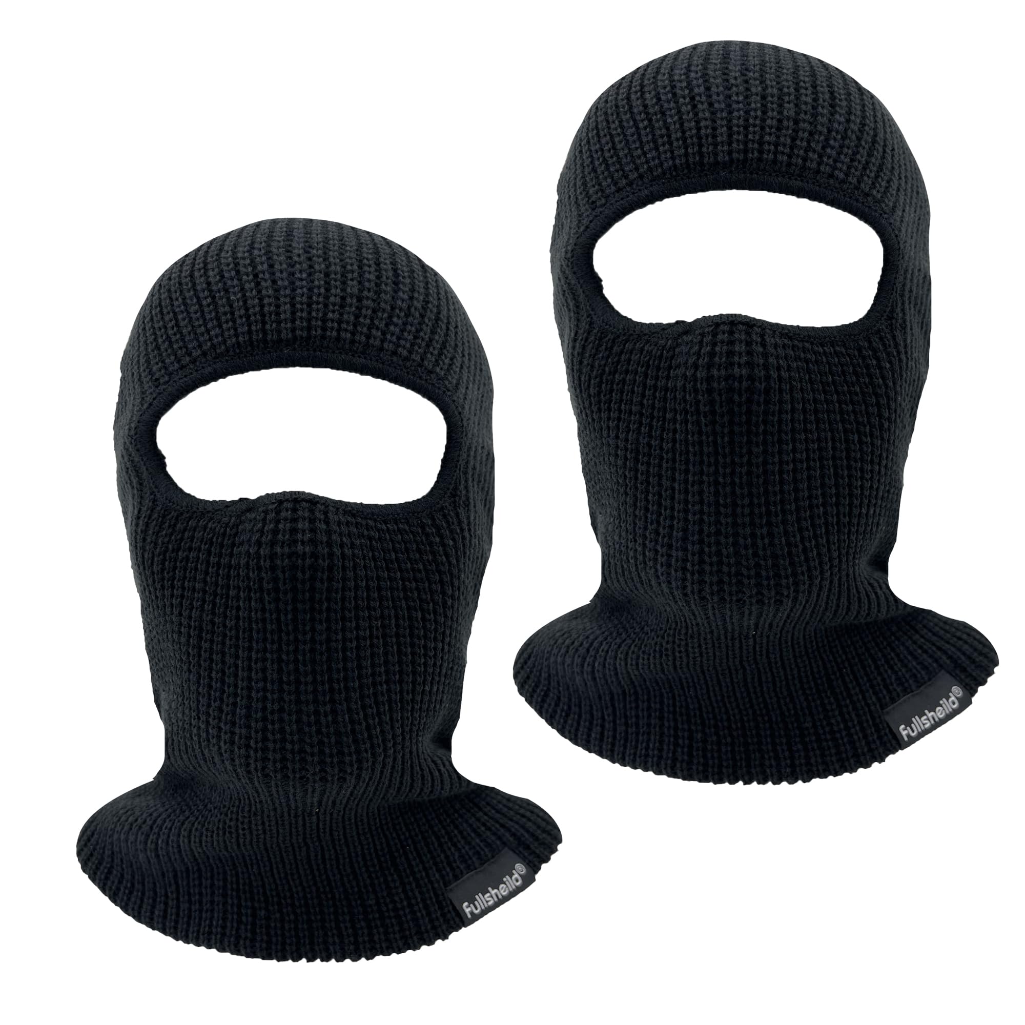 Photo 1 of 1 Hole Winter Knit Ski Mask 2 Pieces Knitted Balaclava Unisex Warm Full Face Mask Wool Balaclava Beanie for Men Women Black&Black One Size