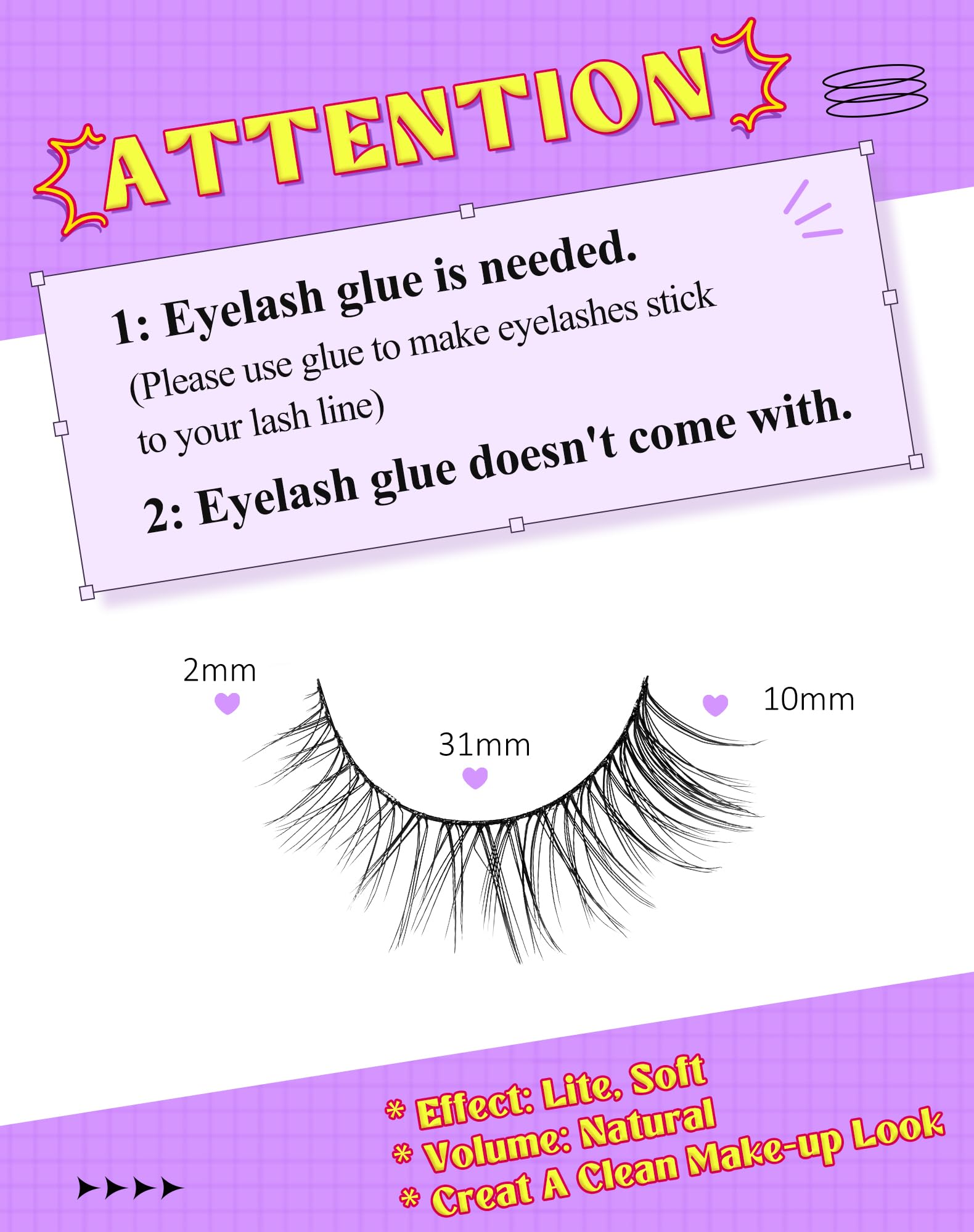 Onlyall Natural Lashes Wispy Lashes Natural Look False Eyelashes Natural Flared Eyelashes False Eye Lashes Soft Fluffy Lashes 7 Pairs D11 Gradual-10mm