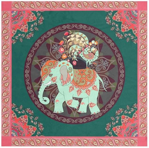 Indischer Elefanten-Bandana, großer quadratischer Schal, leichter Druck