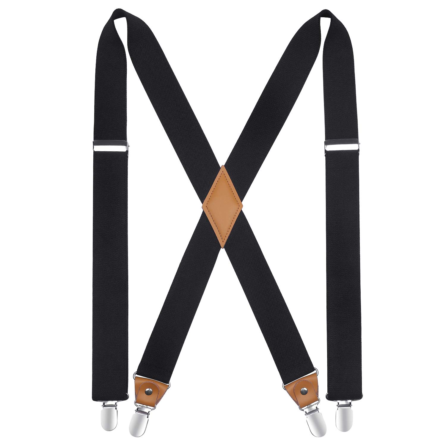HISDERN Men's Braces for Trousers with 4 Strong Clips Heavy Duty Suspenders X Style Black Adjustable Suspender