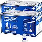 4mm 32G Micro-Click Universal Insulin Pen Needles 4mm 2-pack (200 Count) - For Ozempic, Saxenda, Insulin, GPL-1 and Other Med