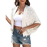 Women 2025 Batwing Hollow Out Open Front Summer Lightweight Sweater Crochet Cardigan