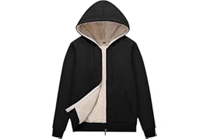 Flygo Women Winter Hoodies Zip Up Fleece Sherpa Lined Warm Sweatshirts Jacket