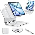 ESR iPad Air 11 Inch Case with Keyboard (M3,2025/M2,2024) & iPad Pro 11/Air 5/4 Gen Keyboard, Easy-Set Magnetic Stand, Portrait/Raised Modes, with Removable Protective Case, White【NOT for Pro 11 M4】