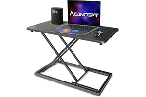 Aconcept Extra-Slim 24 x 14 inch Black Lift Standing Desk Converter, Manual Adjustable Height Sit Stand up Desk Riser, Compact for Monitor or Laptop Workstation