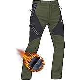 TACVASEN Men's Skiing Snow Pants Fleece Lined Waterproof Winter Insulated Hiking Pant for Outdoor Work Hunting Cargo