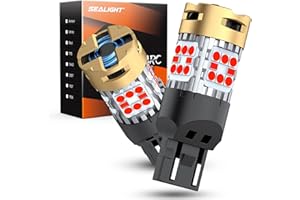 SEALIGHT 7440 7443 LED Bulbs Red Brake Light Replacement Bulb with Turbo Fan, 3600LM 30W Surper Bright T20 7441 7444 W21W LED Bulb for Stop, Packing Light,Taillight, Pack of 2