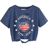 TIXOM Women Country Music Graphic Distressed Tee Shirt Sexy Ripped Short Sleeve Crop Tops