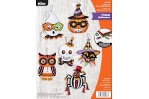 Bucilla 89276E Felt Applique Ornament Kit, Vintage Halloween, Set of 6