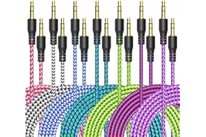 UMECORE AUX Cord for Car, 7 Pack 3.5mm Auxiliary Audio Cable, Stereo AUX Cable with Flexible Nylon Braided Cords for Car iPad iPhone Samsung Galaxy Google Pixel Tablet PC Headphone Speaker Mic