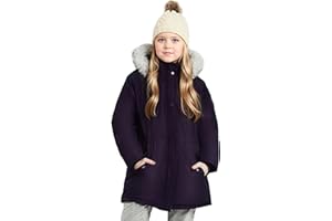 maoo garden Girls Winter Coat Big Kids Heavyweight Fur Hood Snow Ski Parka Water-Resistant Overcoat