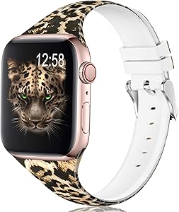 Sport Band Compatible with Apple Watch Bands 38mm 40mm 42mm 44mm Women Men Girl Floral Soft Narrow Thin Silicone Replacement Wristbands Strap with Fadeless Print Pattern for iWatch Series 6 3 5 4 2