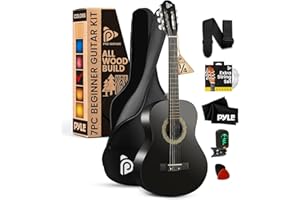 PYLE 30" Classical Acoustic Guitar Kit- 1/4 Junior Size, for Students Youth Girls Boys Beginners, w/Nylon Strings, Includes A