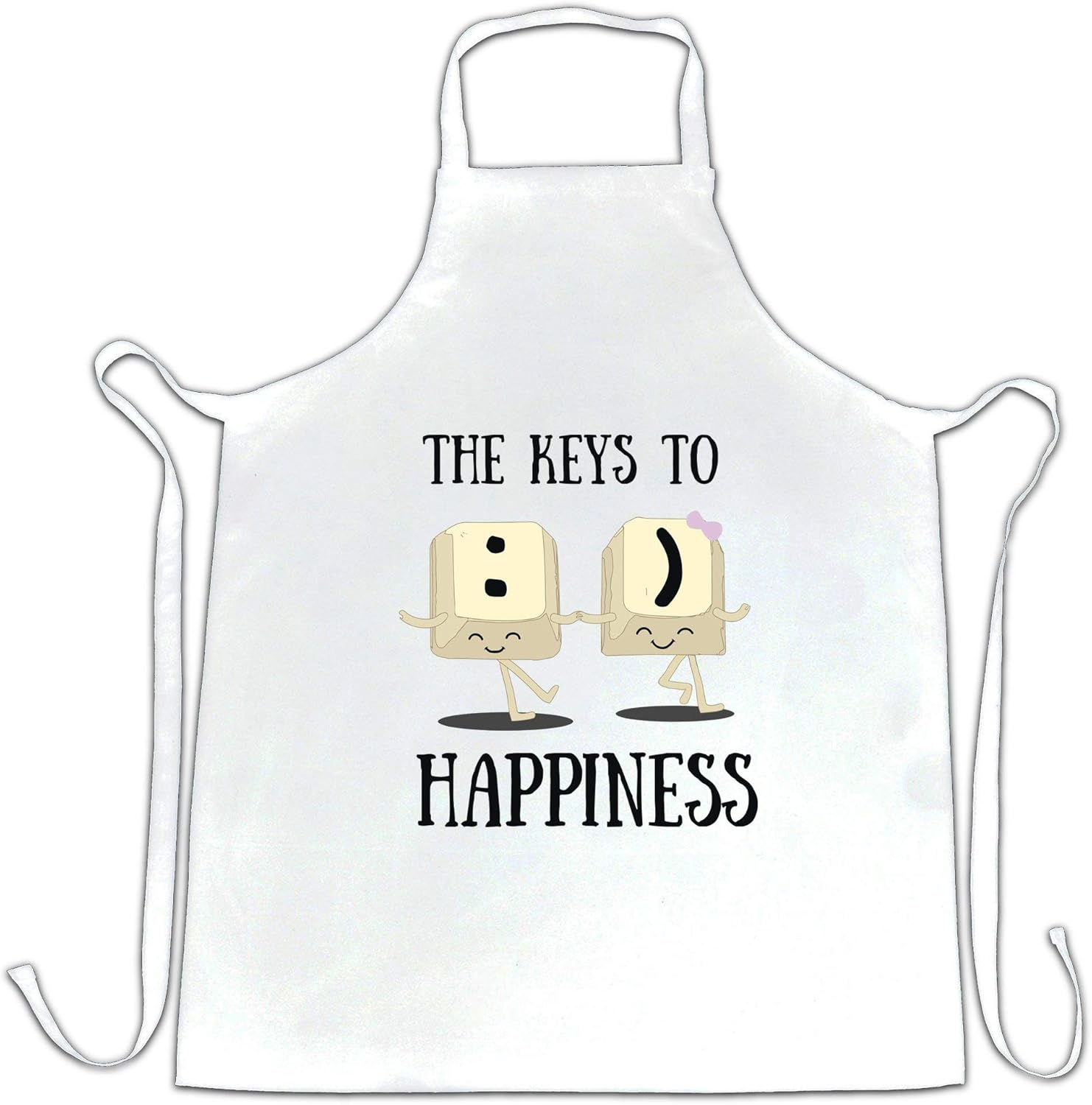 Novelty Computer Chef's Apron The Keys To Happiness :) Pun White One Size