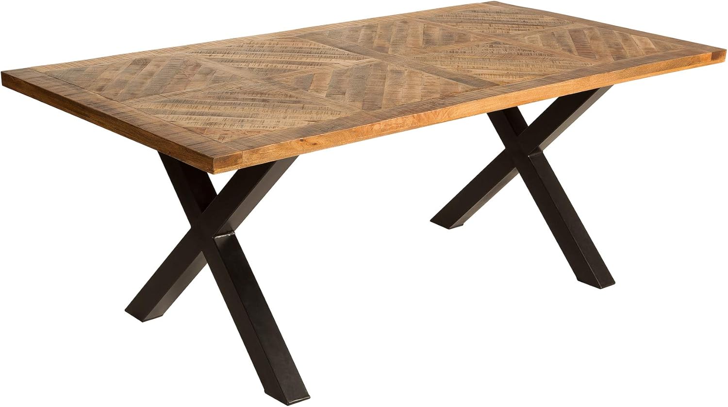 Table de salle à manger en bois de manguier massif de style industriel