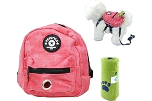 VEEVIIY Dog Backpack for Small Dogs to Wear, Pet Dog Puppy Harness Backpack with Leash for Tiny Dogs Outdoor Camping Hiking Travel Adjustable Cute Dog Backpack with 1 Roll Dog Poop Bag