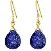 14K Solid Gold Lapis Faceted Teardrops Earrings For Women, Natural Lapis Lazuli Dangle Drops Earrings,Lapis Jewelry Blue Earrings Gifts For Her Christmas Valentines