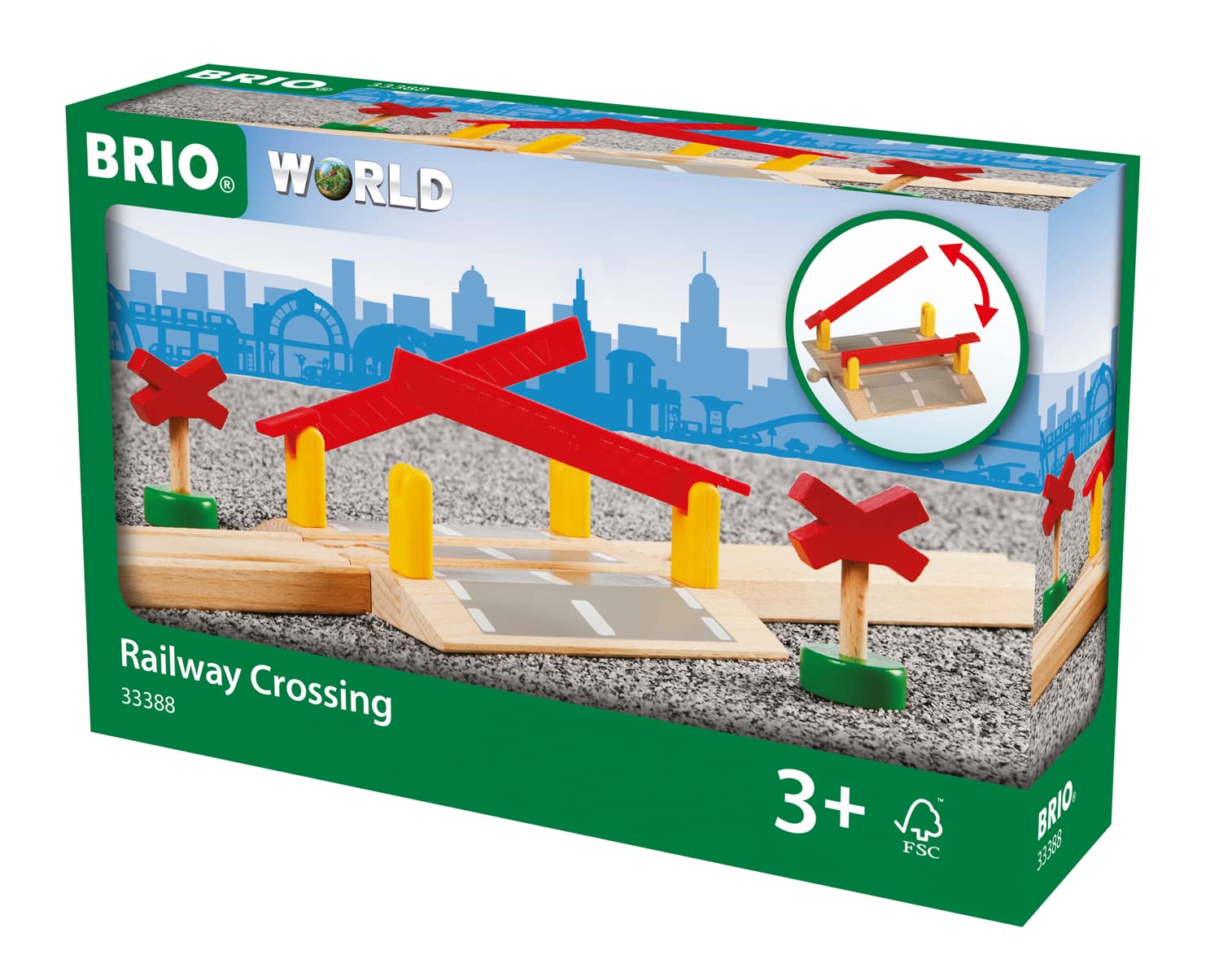 BRIO World Railway Crossing for Kids Age 3 Years Up - Wooden Train Accessories and Add Ons