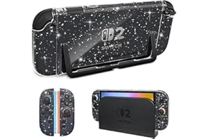 DLseego Protective Glitter Case Compatible for Nintendo Switch 2 Console(2025) - Hard Backplate with Bling Soft TPU Handle Co