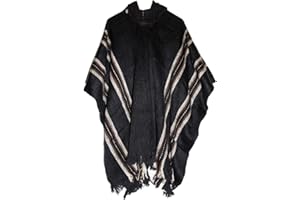 Gamboa Alpaca Poncho for Mens Pancho Mexican Hooded Cowboy and Western Ponchos Adult Blanket
