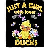 Just A Girl Who Loves Yellow Ducks Blanket - Gifts for Boys Girls, Cute Animal Throw for Duck Lovers, Soft Lightweight Flannel Fleece Cartoon Sheet for Kids Baby Lap Chair Sofa 50x40In