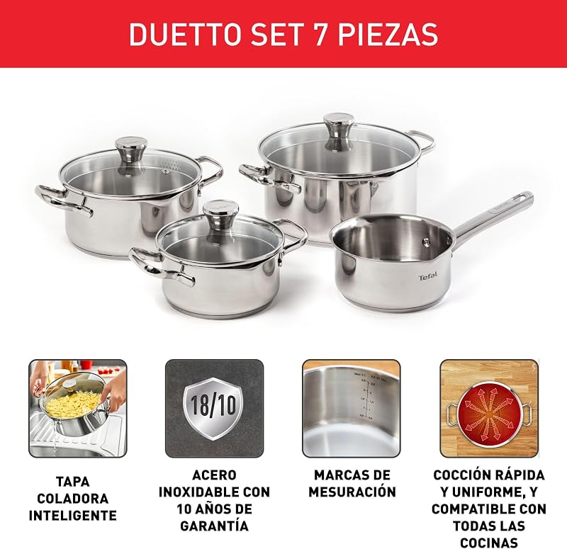 Duetto - Juego de 4 Piezas + 3 Accesorios, Acero inoxidable — foto 4 de 8