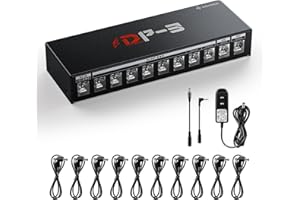 Donner DP-3 Guitar Pedal Board Power Supply, 10 Isolated DC Outputs for 9V/12V/18V Effect Pedals (100mA/300mA/500mA), Multi-Output Pedalboard Power Supply for Guitar Effects