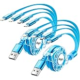 Multi Charging Cable 4A,Retractable Charger Cable [2Pack 4Ft] Multi Charging Cord 4 in 1 Fast Charger Cord with Lightning/Type C/Micro USB Port for Cell Phones,iPhone,iPad,Samsung Galaxy,PS,Tablets