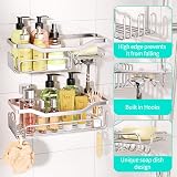 HapiRm Shower Caddy 11 Hooks Stainless Steel No Drill Adhesive Rustproof view 5