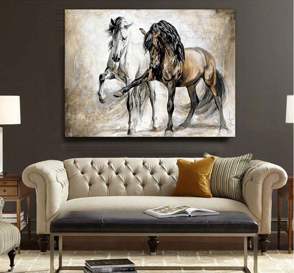 OFVV Abstract Retro vintage brown horse wall art canvas prints art home decor for Home Decoration Wall Art Bedroom Artwork Poster,40 * 60cm