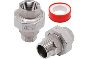 SWZHAI 2Pcs Cast Pipe Fittings Union, 3/4" NPT Male x 3/4" NPT Female Thread 304 Stainless Steel Hex Head Adapter for Home Industrial, Class 150