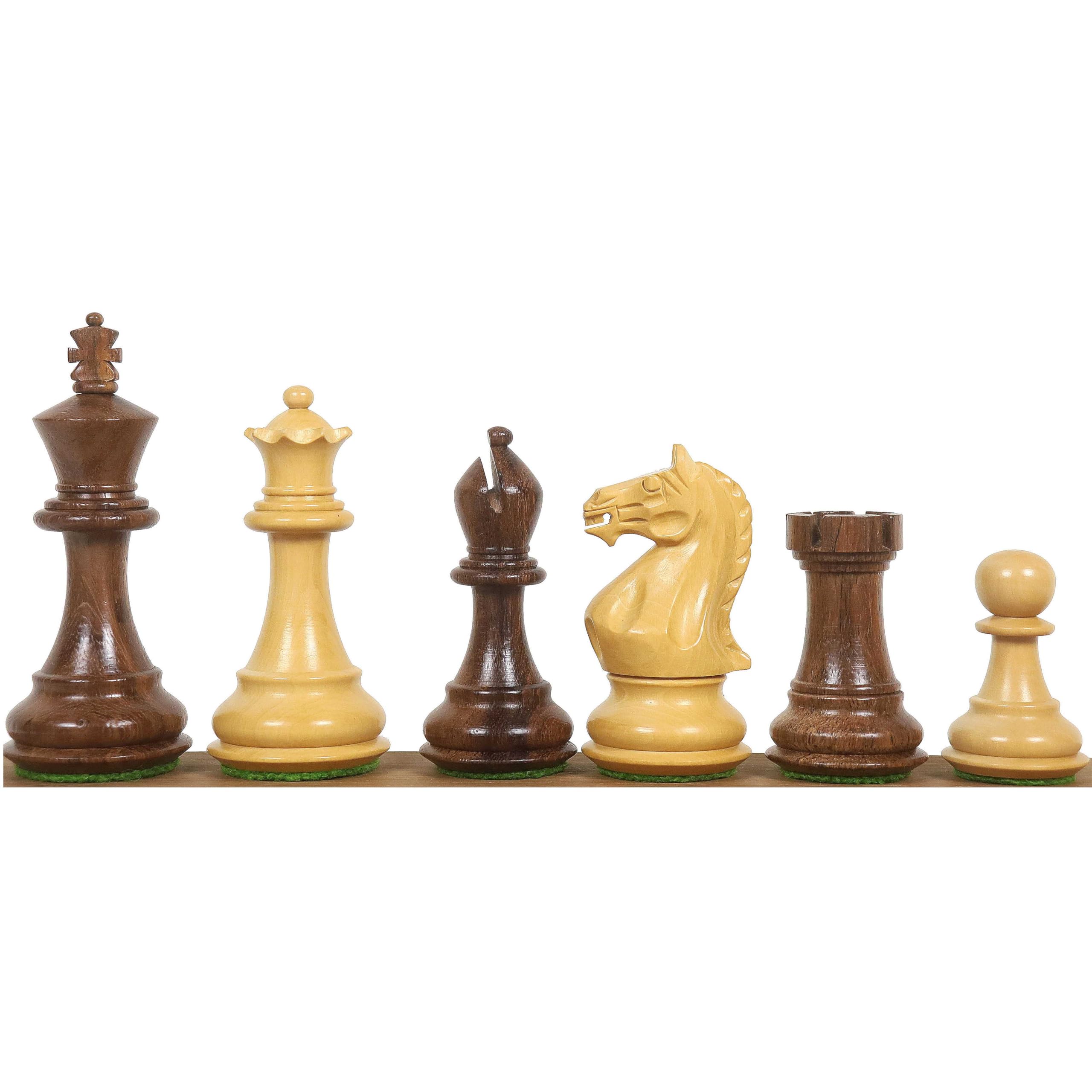Royal Chess Mall - Gambit Staunton 3.75" Chess Set - Weighted Golden Rosewood