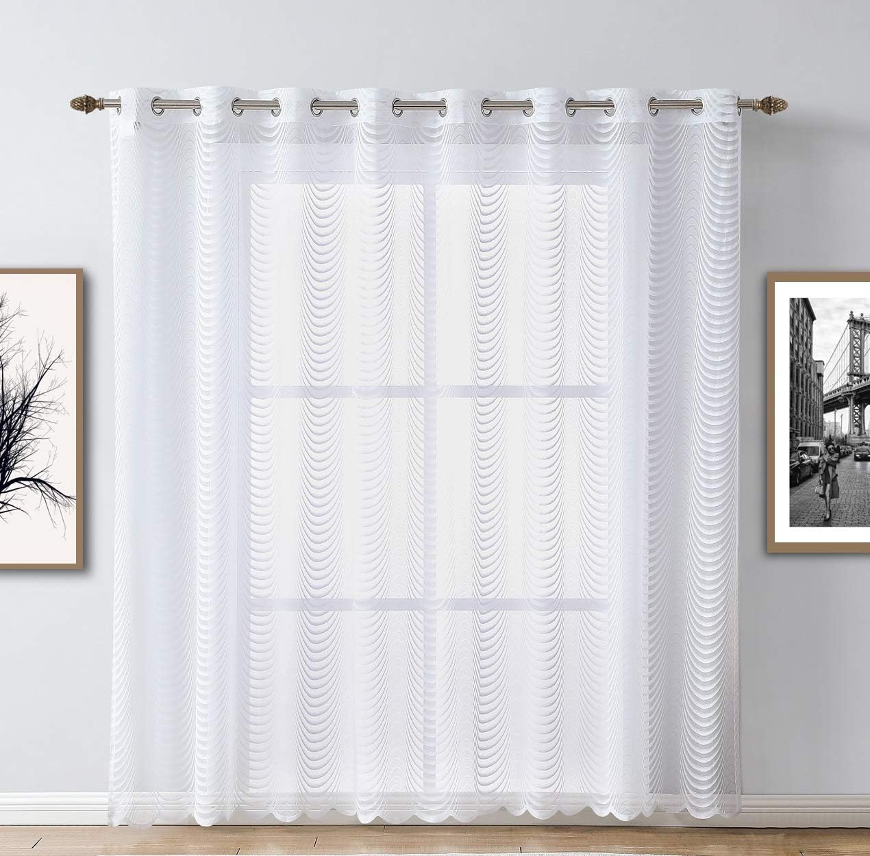 Outdoor Curtains - Warm Home Designs 1 Classic White Color Extra Wide 102 x 84 Inch Long Sheer Patio Door Size Grommet Curtain Panel. Cover Sliding Glass Doors, Extra Large Windows or Open Spaces. WA White Patio 84