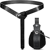 LEIFIDE 2 Pcs Medieval Viking Belt Renaissance Pouch Medieval Leather Belt Pouch Bag Embossed Renaissance Costume Accessories(Black,Elegant)