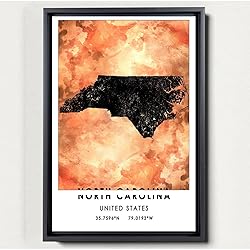 North Carolina United States Map Poster, North