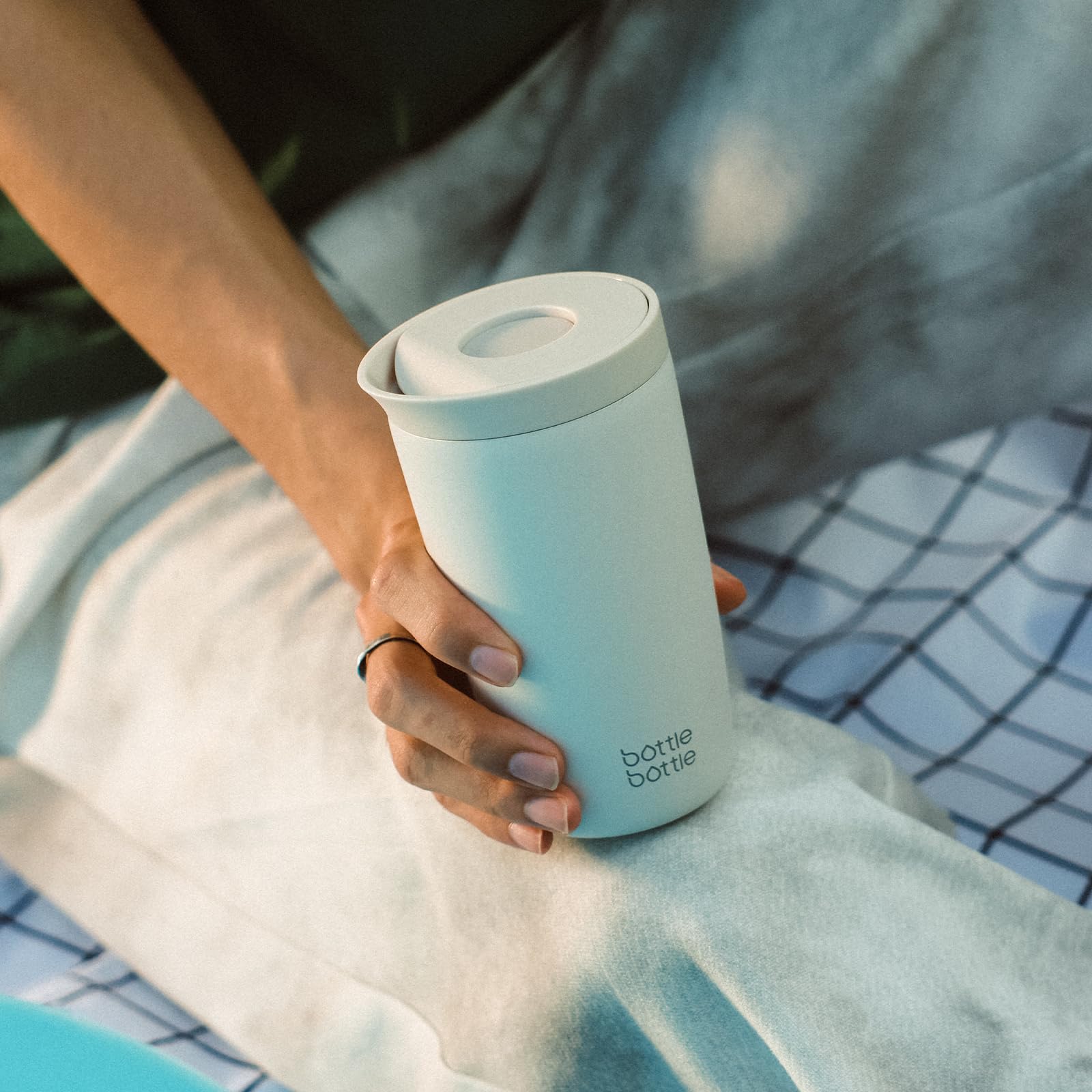 BOTTLE BOTTLE Thermobecher 350ml für Kaffee oder Tee, auslaufsicher und Easy Quick-Press-Verschluss, Isolierbecher Travel Mug Classic Grande (Grau) 6