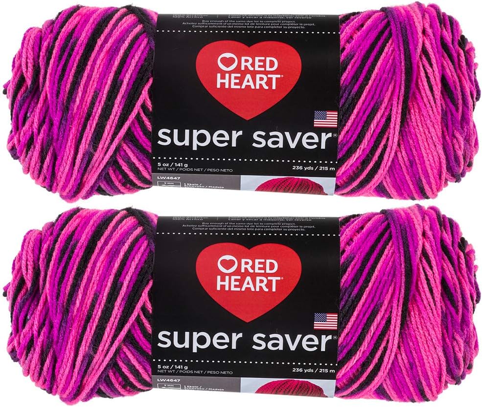 Bulk Buy: Red Heart Super Saver (2-Pack) (Panther Pink, 5 oz Each Skein)
