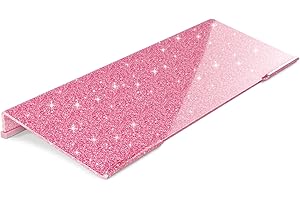 Rulyyo Ergonomic Computer Keyboard Stand - 17 Inch Glitter Pink Acrylic Keyboard Riser for Desk Tilted Keyboard Holder Tray with Non-Slip Strip for Home Office Easy Typing & Working
