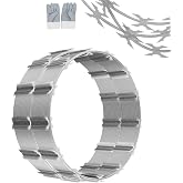LMYYGOO 150 FT Razor Wire, 3 Rolls, Concertina Fencing with Warning Sign | Hot-dip galvanized steel, silver. For fence, wall, garden &amp; commercial security. Easy to install. Durable &amp; rust-resistant.