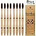 Biodegradable Natural Charcoal Bamboo 8 Toothbrushes (Two Packs of 4 | BPA Free Soft Bristles | Biodegradable, Compostable, Eco Friendly, Natural, Organic, Vegan, Kooler-Things
