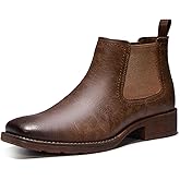 TruVeld Men’s Chelsea Boots Square Toe Slip-On Ankle Dress Boots Casual Business Casual Shoes for Men