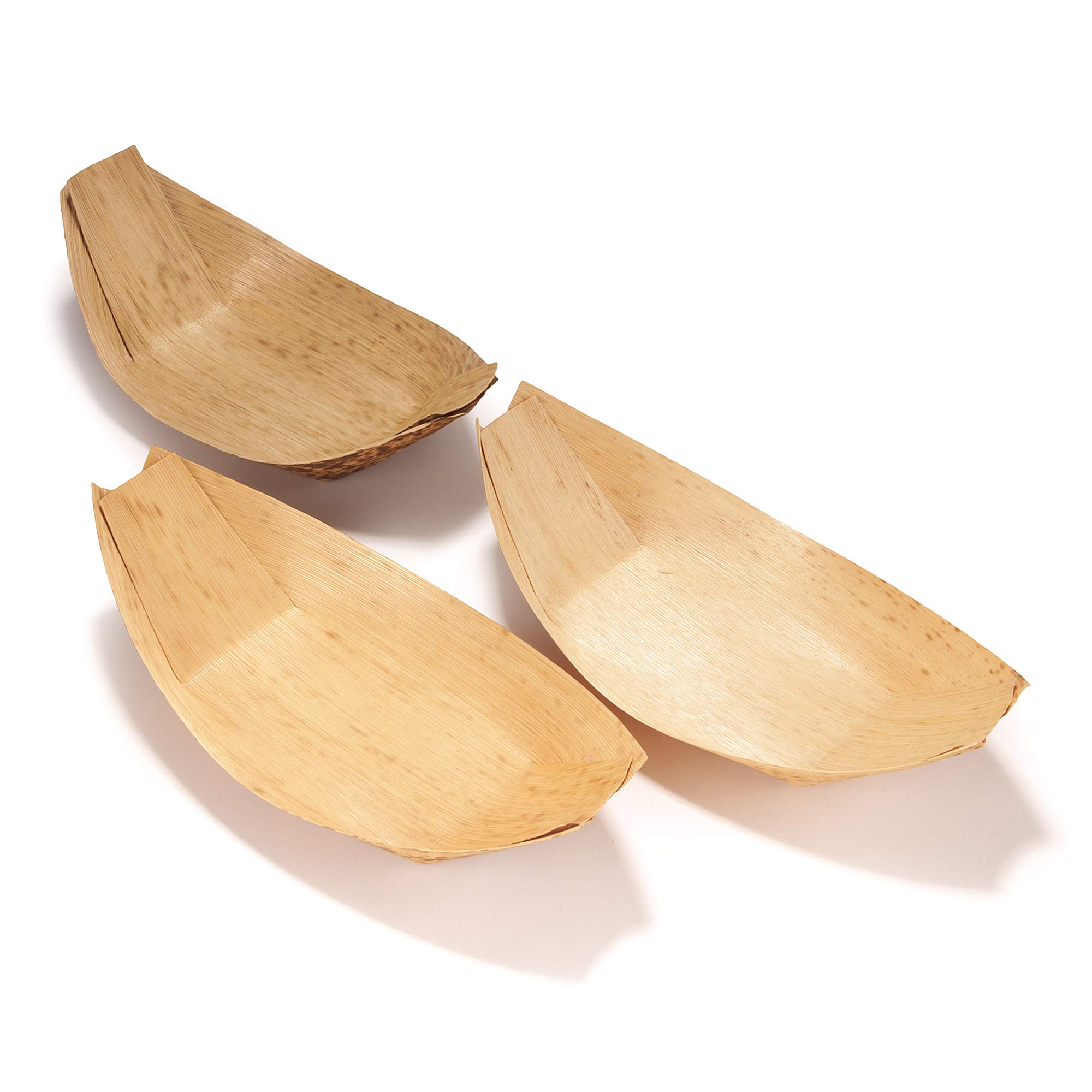 BambooMN 7.3" x 3.7" (18.5cm x 9.5cm) Premium Bamboo Leaf Boat, All Natural and Disposable Compstable for Catering and Home Use, 100 Pieces — image 1