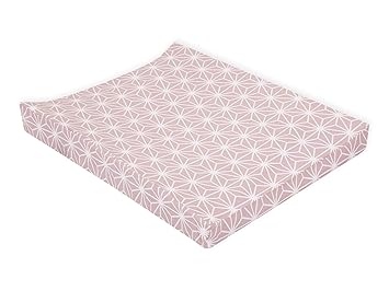 KraftKids Bezug für Keilwickelauflage weiße Diamante auf Cameo Rosa, Wickelunterlage-Bezug aus 100% Baumwolle, Wickelbezug in