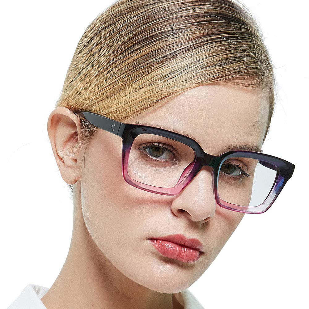 OCCI CHIARI No Prscription Blue Light Blocking Glasses Women Thick Frame Computer Glasses Women's Stylish Gaming Glasses Vintage Readers(Purple, 0)