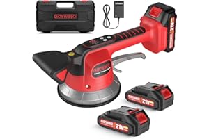 GoYwato 21V Tile Vibration Tool - Cordless Electric Tiling Mathine - Tile Vibrator Leveling Mathine with 148MM Suction Cup & Digital Display & 2 Batteries & 10 Speed Adjustable for Concrete Floor Wall