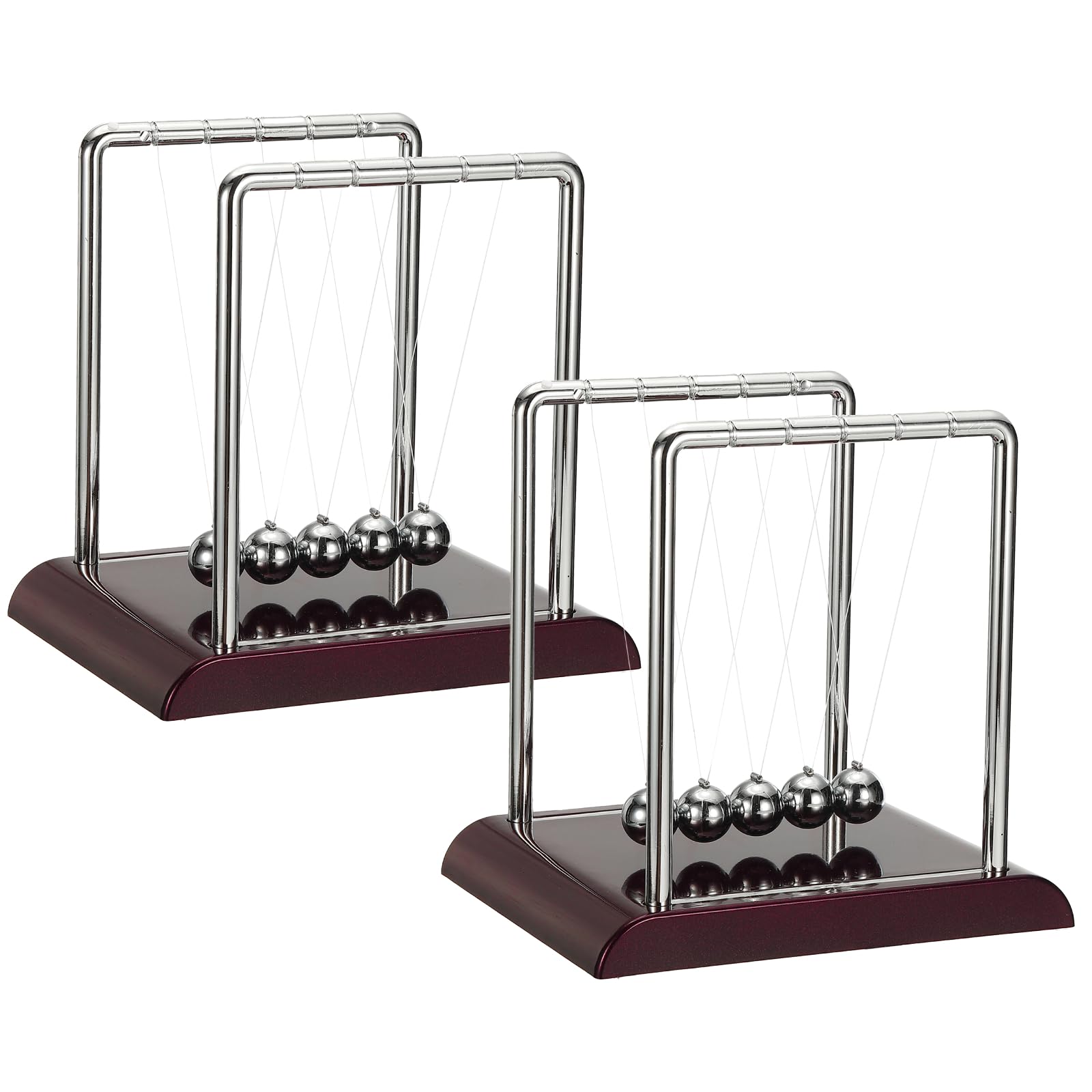 PATIKIL 2 Pack Newtons Cradle, Newton's Cradle Pendulum 5 Balance Balls Desk Toys Gravity Ball Cool Funny for Physics Toys Adults Science Men Office Desk Decor Home Gift, Red, L